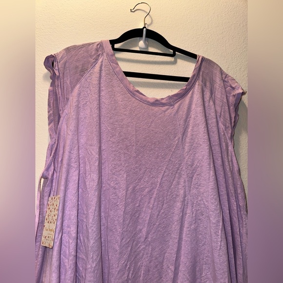 NWT free people purple linen blend asymmetrical hem blouse L boho contemporary - Picture 12 of 15